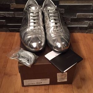 Gucci metallic silver sneaker sz 9